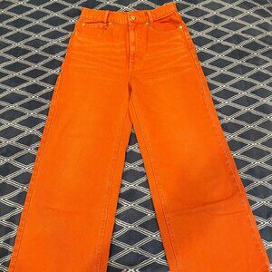 Women Orange BDG High and Wide Denim Pant, 100% Cotton, Size 28
